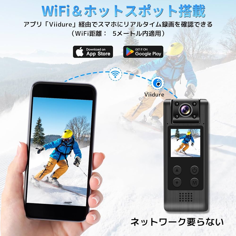 小型カメラ　ボディカメラ　4K WiFi スマホ連動 安定に録画&amp; 楽天市場】LXMIMI 4K 小型カメラ ボディカメラ WiFi スマホ連動